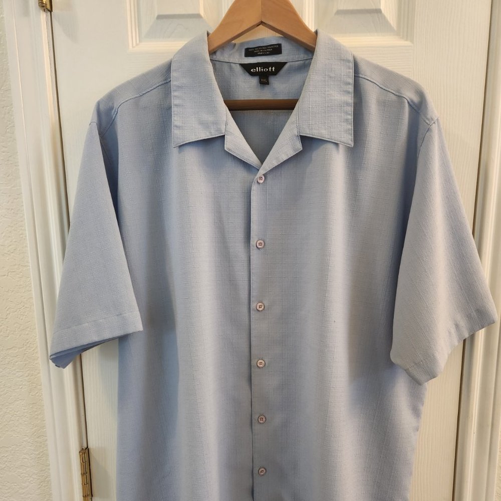 Men's Short Sleeve Linen Shirt - XXL - Light Blue